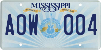 MS license plate AOW004