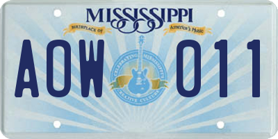 MS license plate AOW011