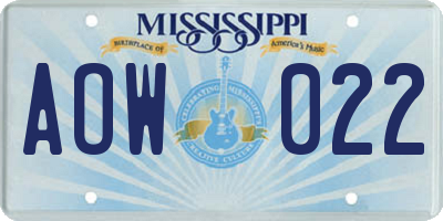 MS license plate AOW022