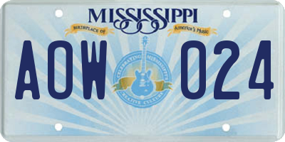 MS license plate AOW024