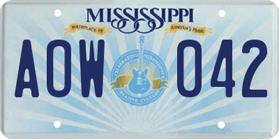 MS license plate AOW042
