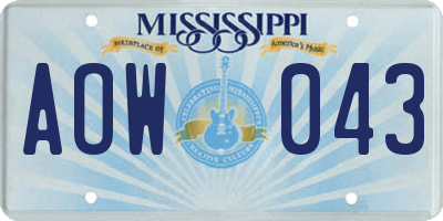 MS license plate AOW043