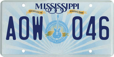 MS license plate AOW046