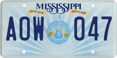 MS license plate AOW047
