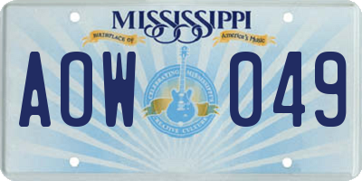 MS license plate AOW049