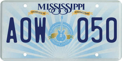 MS license plate AOW050
