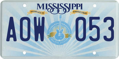 MS license plate AOW053