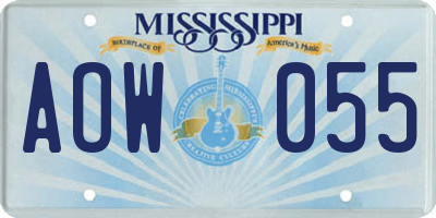 MS license plate AOW055