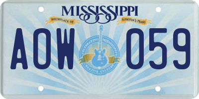 MS license plate AOW059