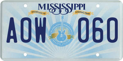 MS license plate AOW060