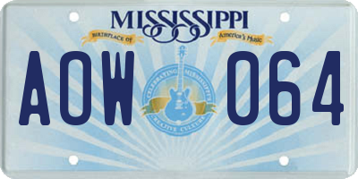 MS license plate AOW064