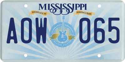 MS license plate AOW065
