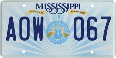 MS license plate AOW067