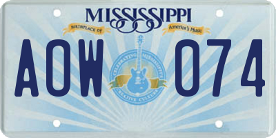 MS license plate AOW074