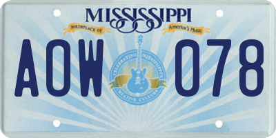 MS license plate AOW078