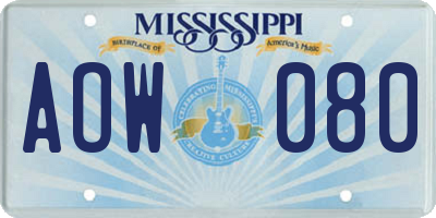 MS license plate AOW080
