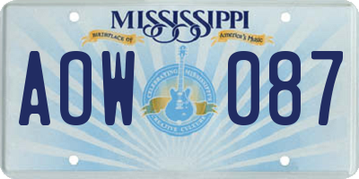 MS license plate AOW087