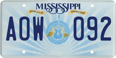MS license plate AOW092