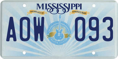 MS license plate AOW093