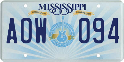 MS license plate AOW094