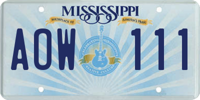 MS license plate AOW111