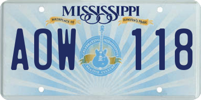 MS license plate AOW118