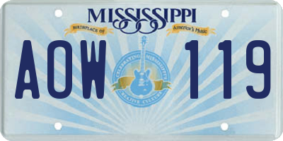 MS license plate AOW119