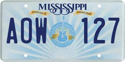 MS license plate AOW127