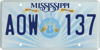 MS license plate AOW137
