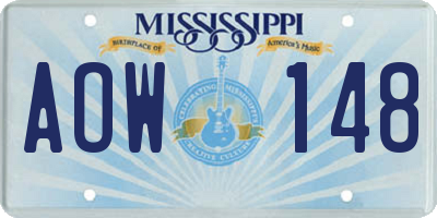 MS license plate AOW148