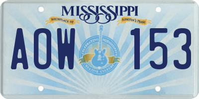 MS license plate AOW153