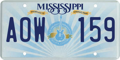 MS license plate AOW159