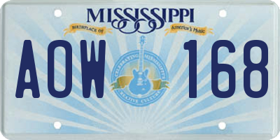 MS license plate AOW168