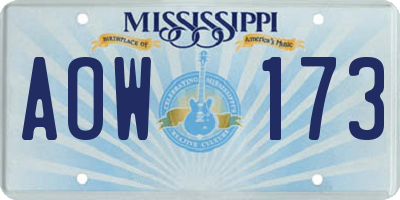 MS license plate AOW173