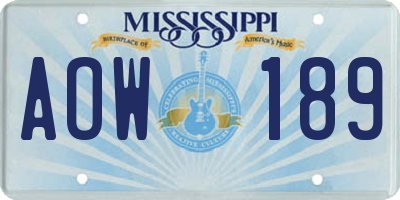 MS license plate AOW189