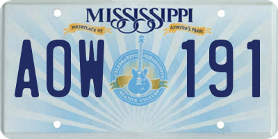 MS license plate AOW191