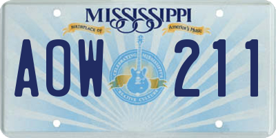 MS license plate AOW211