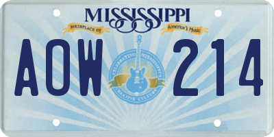 MS license plate AOW214