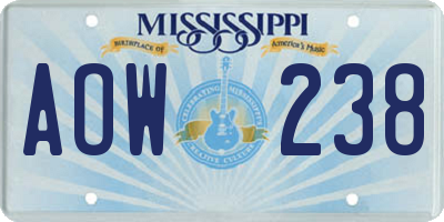 MS license plate AOW238