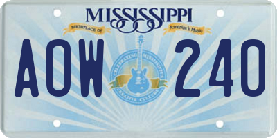 MS license plate AOW240