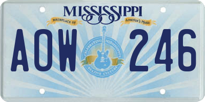 MS license plate AOW246