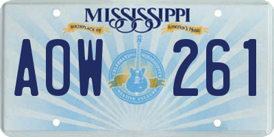 MS license plate AOW261