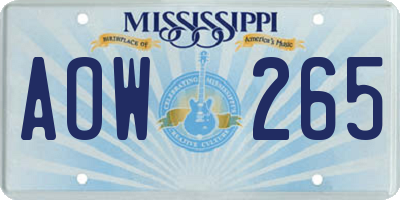 MS license plate AOW265