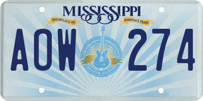 MS license plate AOW274