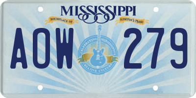 MS license plate AOW279