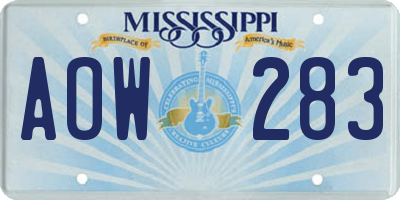 MS license plate AOW283