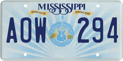 MS license plate AOW294