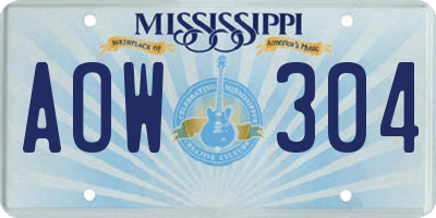 MS license plate AOW304