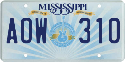MS license plate AOW310