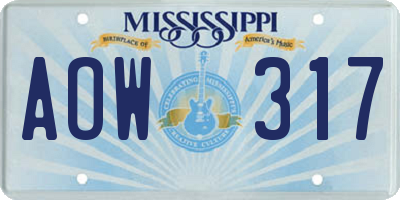 MS license plate AOW317